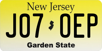 NJ license plate J07OEP