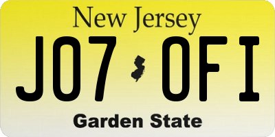 NJ license plate J07OFI