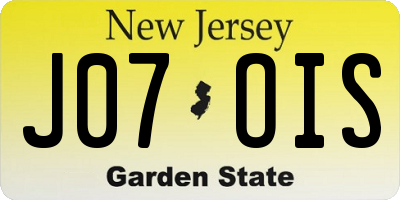 NJ license plate J07OIS