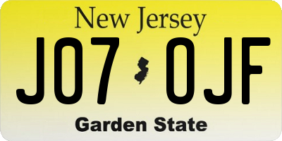 NJ license plate J07OJF