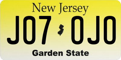 NJ license plate J07OJO