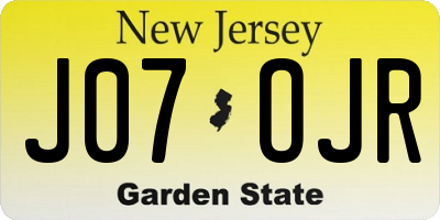 NJ license plate J07OJR