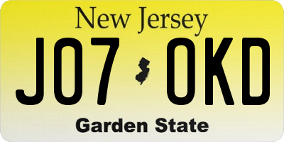NJ license plate J07OKD