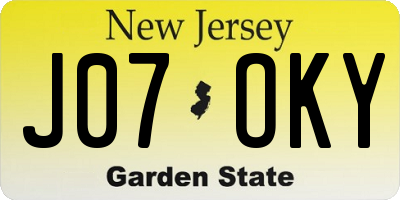 NJ license plate J07OKY