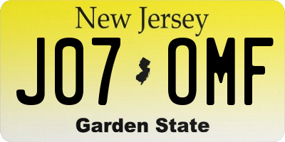NJ license plate J07OMF