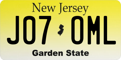 NJ license plate J07OML