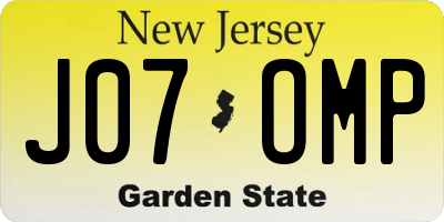 NJ license plate J07OMP