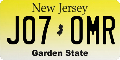 NJ license plate J07OMR