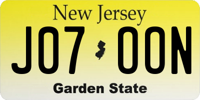 NJ license plate J07OON
