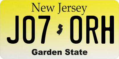 NJ license plate J07ORH