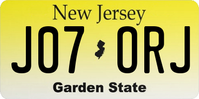 NJ license plate J07ORJ