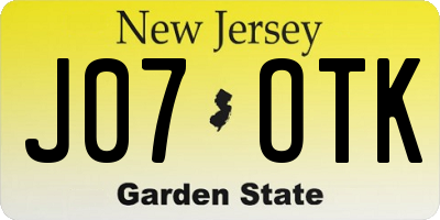 NJ license plate J07OTK