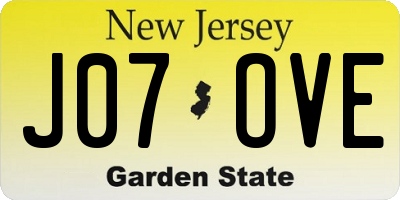 NJ license plate J07OVE