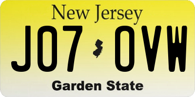 NJ license plate J07OVW