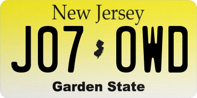 NJ license plate J07OWD