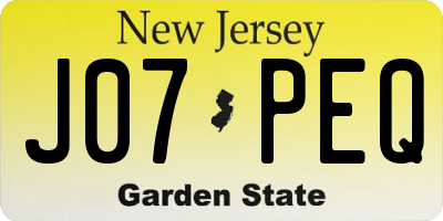 NJ license plate J07PEQ