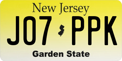 NJ license plate J07PPK