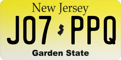 NJ license plate J07PPQ