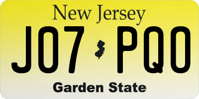 NJ license plate J07PQO