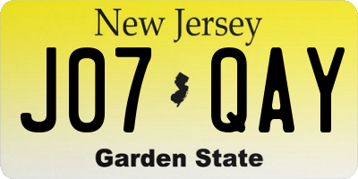 NJ license plate J07QAY