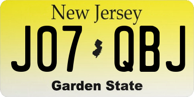 NJ license plate J07QBJ