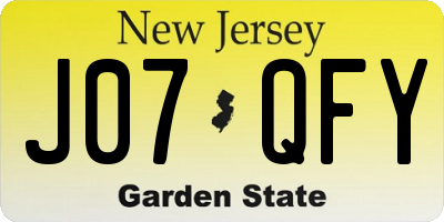 NJ license plate J07QFY