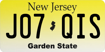 NJ license plate J07QIS