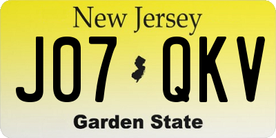 NJ license plate J07QKV