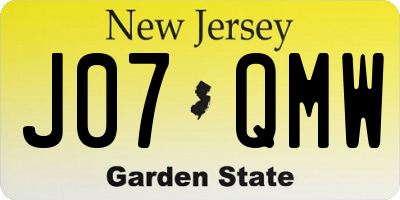 NJ license plate J07QMW