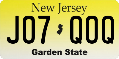 NJ license plate J07QOQ