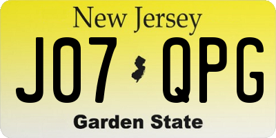 NJ license plate J07QPG
