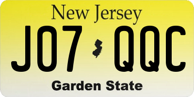 NJ license plate J07QQC