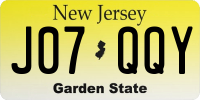 NJ license plate J07QQY