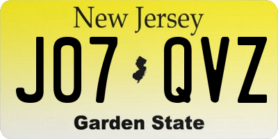 NJ license plate J07QVZ