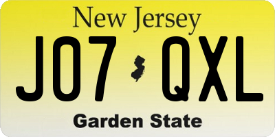 NJ license plate J07QXL