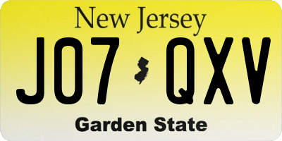 NJ license plate J07QXV