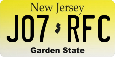 NJ license plate J07RFC