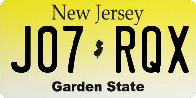 NJ license plate J07RQX