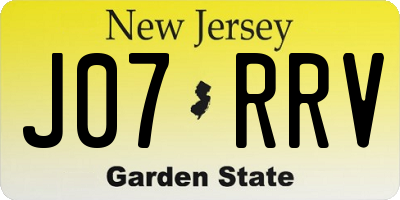 NJ license plate J07RRV