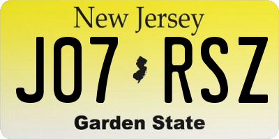 NJ license plate J07RSZ