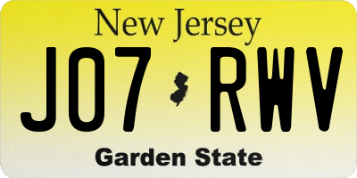 NJ license plate J07RWV
