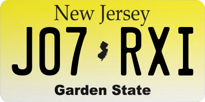 NJ license plate J07RXI