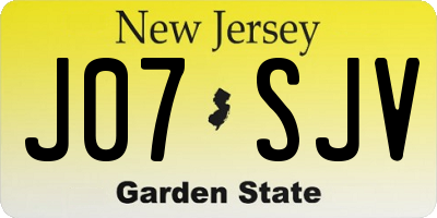 NJ license plate J07SJV
