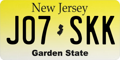 NJ license plate J07SKK
