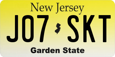 NJ license plate J07SKT