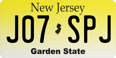 NJ license plate J07SPJ