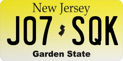 NJ license plate J07SQK
