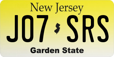 NJ license plate J07SRS