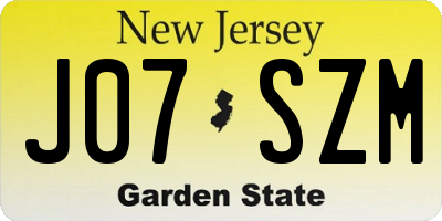 NJ license plate J07SZM