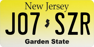 NJ license plate J07SZR